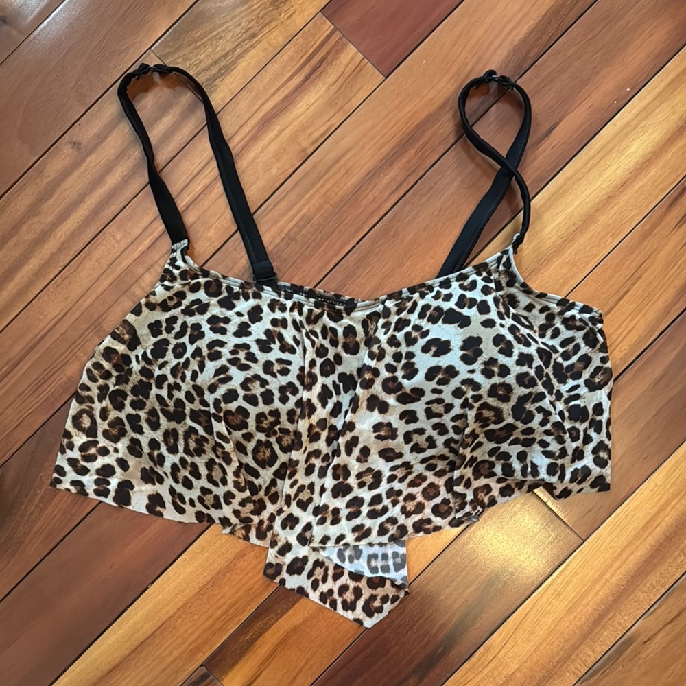 Torrid Leopard Print Flounce Bikini Top